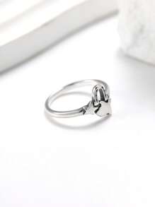 1pc Simple Unique 925 Sterling Silver Texas Trio JA Ring Women Fine Jewelry Gift