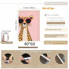 1 件婴儿动物主题婴儿房墙饰。戴着粉色太阳镜的豹子婴儿房墙饰 - 时尚的女婴房装饰，带有趣味动物图案。儿童房数字墙饰，游戏室装饰，幼儿房印花，动物图案，兼收并蓄的婴儿房墙饰。动物装饰。婴儿房 - 可爱俏皮的儿童装饰。多种尺寸可选，20-70 厘米，带框或不带框，非常适合婴儿房装饰。家居装饰，夏季