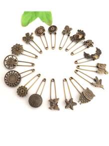 5/10/20pcs Assorted Vintage Style Alloy Brooch, For DIY Jewelry Making