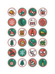 4pcs Red Number Stickers, Christmas Countdown Office & School Supplies Party Gift Seal Sticker - Red - View 20