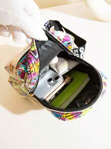 Fashionable Full-Print Casual Graffiti Pattern Women Sports Casual Crossbody Bag