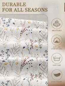 2/3件套植物梅花印花被套套装（不含被芯），透气超柔软，四季皆宜，双色设计，非常适合卧室、客房、宿舍。套装包含1件被套和1/2个枕套（不含被芯），可机洗，可选尺寸：特大号、大号、标准双人床、单人床。返校宿舍床上用品套装。 - 白色 - 查看 5