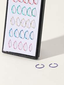 40 piezas de anillos de nariz de acero inoxidable de colores mixtos UV de moda minimalista - Multicolor - Ver 3