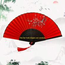 Set de 3 abanicos plegables a mano para hombres y mujeres, estilo japonés hecho a mano, adecuado para baile, fotografía, cheongsam performance, diseños aleatorios de agujeros en el abanico - Multicolor - Ver 17