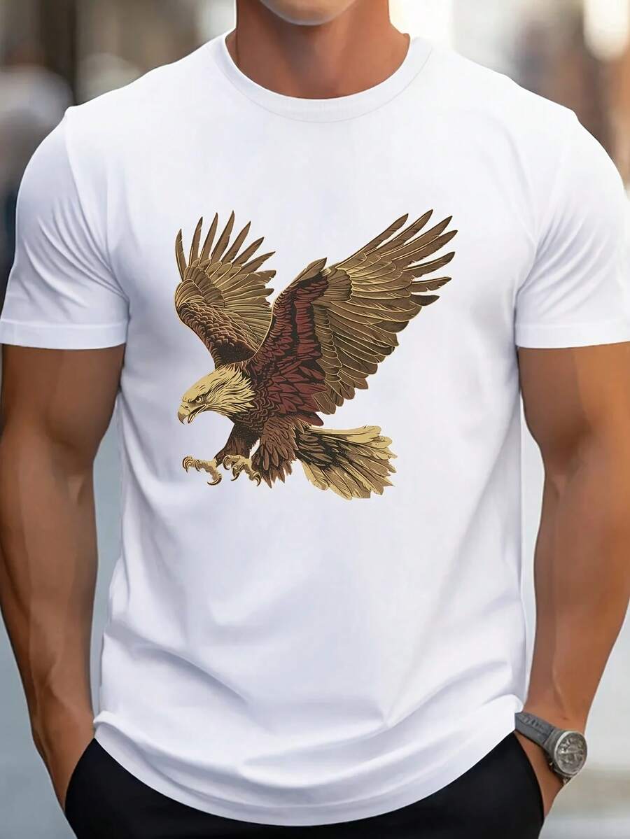 Freedom Eagle G500 Pure Cotton Men's T-Shirt Comfort Fit - 白色 - 查看 1
