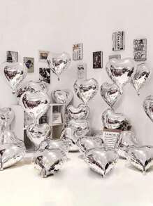 18-Inch Silver Love Aluminum Film Balloon, Suitable For Confession Decoration, Date Decoration, Wedding Decoration, Festival Decoration, Etc.