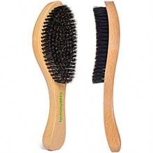 VENDAD-GranNaturals Medium Wave Brush Smoothing Hair Brush Curved Boar Bristle Hairbrush For 360 Waves Slick Back Brush - BrownBlack - View 6