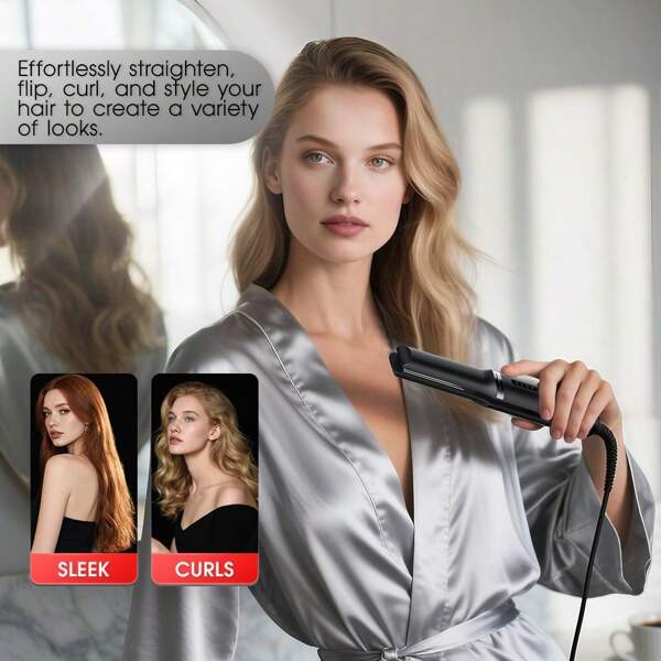 Outil de conception et de coiffure 2-en-1 | Lisseur multifonction pour hommes et femmes | Réglage de température ajustable pour un chauffage rapide | Parfait pour lisser et boucler | Lisseur cheveux mini 1 pouce | Fer à lisser les cheveux | Double tension pour voyage dans le monde | Cadeaux