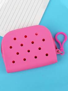 1pc Plain Soft Silicone Card Holder Wallet, Washable Card Case With Zipper Closure For Girl - Multicolor - View 13