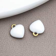10pcs 8x9mm Cute Tiny Enamel Stainless Steel Heart Charms Mini Love Pendants For DIY Bracelet Necklace Earrings Jewelry Making Crafts Accessories