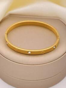 1pc/2pcs Premium Titanium Steel Bangles, Gold Open Bangle, Rust-Proof, & Minimalist, Lightweight Luxury Accessories