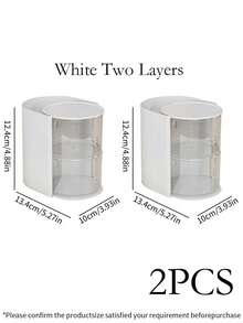 1件/2件多层旋转首饰盒，带隔层，发夹、发带和发饰收纳盒，儿童头饰展示盒，防尘梳子、眼镜、化妆刷、铅笔收纳盒，简单实用的PET材质，适合儿童节、生日礼物