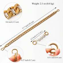 Juego de 2 cadenas gruesas para bolso, asas de 17.7 y 5 pulgadas de largo, marca BEAULEGAN - Plateado - Ver 10