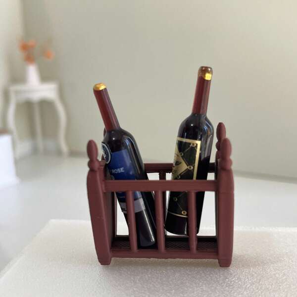 1:12 Set di miniatura di porta vini e bottiglie di vino finte per casa delle bambole, accessori per modellini, adatto per la decorazione della scena della casa delle bambole, aggiunge atmosfera e dettagli, accessori per la fotografia di modelli