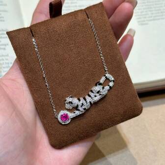 Women's Vintage High-Quality Inlaid Red Zirconia Sexy Creative Leopard Pendant Necklace