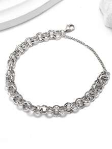 1 pieza Pulsera de plata de ley 925 única, elegante y sencilla adornada con doble eslabón, pulsera de encanto DIY para mujeres, regalo de joyería fina