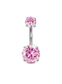 1 Peça Argola para Umbigo Descaída Rosa, Y2K, Joia de Piercing de Umbigo Fofa com Asa, Coração, Borboleta e CZ, 14G, para Mulheres