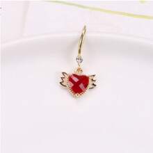 5 piezas de cobre de aleación con incrustación de en forma de corazón con alas, adecuado para hacer collares, pulseras, aretes, llaveros y joyería