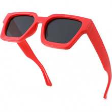 FEISEDY Retro 90s Square  For Women Men Fashion Rectangular  With  Protection B2385 - 012 Red | Gray Lens - View 2