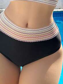 jeederkim Beach Vacation Spa Spaghetti Strap Split Swimsuit, New Sexy Triangle Bikini Swimwear - Black - View 5