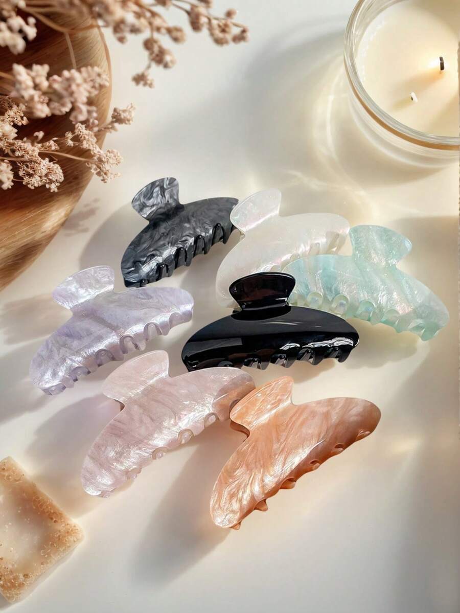 女士时尚休闲可爱百搭大号果冻色发夹，高品质适合日常装扮、节日、派对、海滩、旅行、所有季节时尚发饰美容爪夹可爱发夹 - 彩色 - 查看 1