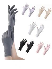 夏季冰丝露指驾驶手套防滑透气触屏防紫外线运动户外