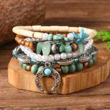 5pcs Summer New Bohemian Style Men's Beaded Bracelet - Horseshoe Star Fashion Accessories - Suitable For Daily Wear - Gift For Friends & Family