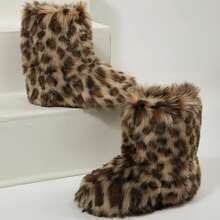 Personalized Winter Boots For Women - Stylish & Cozy Spicy Girl Fur Boots - Mid-Length Snow Boots For Warmth & Comfort - 豹紋 - 查看 1