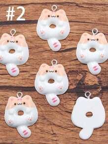 2pcs/Lot Resin Miniature Cat Cabochon Cat Doughnut Fairy Garden Decoration DIY Accessories Scrapbooking Craft 21*29mm