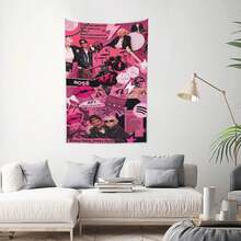 Rose Tapestry Wall Hanging And Desktop Covering, Suitable For Living Room, Bedroom, Dormitory Decoration, Living Room Decoration, Decorative Wall Pieces, Animation Room Decoration - Black - View 2