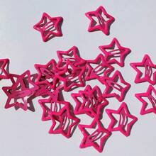 闪亮星星发夹女士发饰，玫瑰红星形发夹发爪，粉色星形发饰沙滩配饰 - 玫紅色 - 查看 3