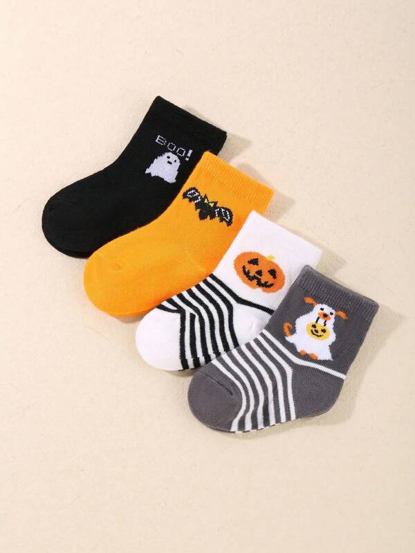 Halloween Baby Socks With Pumpkin/Ghost/Bat Jacquard Soft And Festive | Perfect For Halloween Costumes, Party Photos And Gift Sets