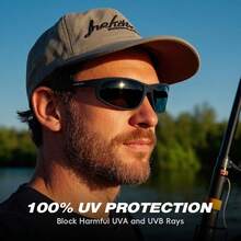 Gafas de sol deportivas polarizadas para hombre ciclismo de pesca - B01 Negro+negro+negro (Paquete de 3) - Ver 9