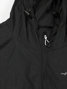 Men's Long Sleeve Jacket, Men's Windbreaker, Woven Skin-Friendly Outerwear, Casual & Fashionable Sports Jacket - Black - View 4