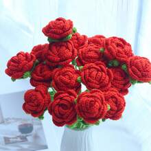 10 piezas de flores de rosa de ganchillo hechas a mano, regalo del Día de San Valentín, flores artificiales tejidas eternas, flores de simulación de punto, flores preservadas, mejor regalo para el Día de Navidad, cumpleaños, bodas, graduaciones, Día del Maestro. Adecuado para la decoración del hogar en restaurantes, decoración de habitaciones, dormitorios, regalos festivos y decoración navideña del hogar. Decoración navideña
