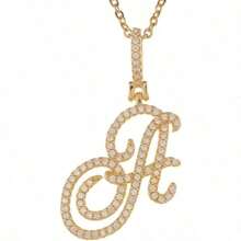 Gold Plated Initial Necklaces For Women Letter Pendant Necklaces Cubic Zirconia Stainless Steel Chain Iced Out Letter Necklace Birthday Gifts