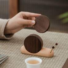 1pc Walnut Cartoon Snail Creative Tea Cup Mat Insulation Mat Solid Wood Tea Table Wooden Tea Mat Gift