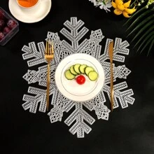 1pc/4pcs/6pcs/8pcs/200pcs Round Snowflake PVC Placemats, Heat-Resistant Non-Slip Decorative Placemats For Western Dining, Hotel, Restaurant, Party, Wedding, Holiday