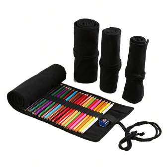 Artist Pencilsholder Roll, Canvas Pencil Wrap Case, 36 Holes Colored Pencil Roll Holder Storage Pouch For Artist, School, Office Graduation & Back To School School Essentials Pencil Cases For School