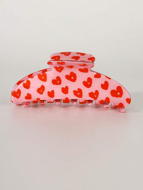 1pc Heart Print Hair Claw Clip For Women, Valentine's Day Fashion Hair Accessories Elegant Hair Clip