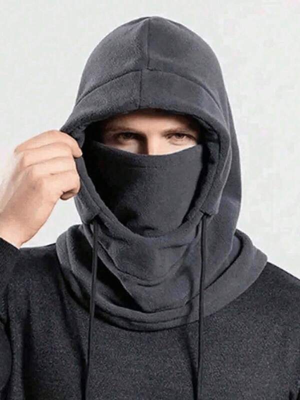 Windabweisende Wintermasken, warme Wollskimasken für Männer und Frauen, Motorrad-/Fahrrad-Halswärmer für den Winter, verstellbarer Riemen, zufällige Farben Schwarz und Grau