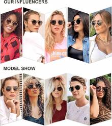 Gafas de sol redondas polarizadas retro vintage para mujeres y hombres, pequeñas, con doble puente, modelo SJ1104 - Tortuga/Marrón - Ver 2
