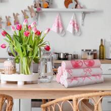 Boyiee Set Of 6 Daisy Kitchen Towels Spring Floral Gnome Dishtowels Flower Rustic Tea Towels Absorbent Forest Green Hand Wash Cloth 24"X16" For Farmhouse Kitchen Bathroom Housewarming Gift