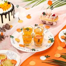 100 Stück Konfetti mit Orange-Thema für Neujahrsfeier, gemischte Farben mit Eukalyptus Deko, für Zitrus-Themen Tischdekorationen, Hochzeits-/Geburtstagszubehör