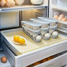 2-Layer Rolling Egg Dispenser - Holds Approx. (12-14) Eggs, Automatic Spacesaving Fridge And Cabinet Storage, Roll-Up Fridge Side Door Egg Holder, PET Fridge Egg Organizer, Egg Picking Rack, Keeps Eggs Fresh, Excellent Kitchen Organization Tool, Christmas Gift, Halloween Gift, For Outdoor, Camping