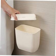 Hanging Trash Can For Kitchen Wall Mounted Garbage Bin With Lid Waste Bucket For Laundry Easy To Clean Space Saving Design - White - View 5