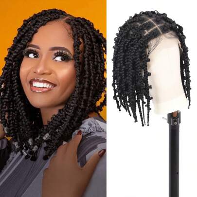 Knotless Box Braided Wigs For Women Butterfly Bob Braided Wigs Full Double Lace Braid Wigs With Baby Hair 14 Inches Natural Lightweight Synthetic Lace Front Cornrow Braided Wig