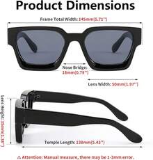 FEISEDY Retro 90s Square  For Women Men Fashion Rectangular  With  Protection B2385 - 001 Black | Gray Lens - View 7