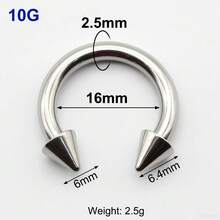 1 Piece Unique Spike 10G~00G Large Size Circular Horseshoe Ring Earweight Internally Threaded 316L Stainless Steel Nose Piercing Septum Ring Men Tunnels And Plugs Heavy Cone Lobe Piercing Ear Jewelry