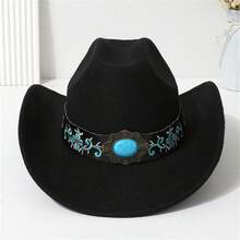 Women's Men's Embroidered Cowboy Hat Classic Western Style, Fashionable Wide-Brimmed Design, With Exquisite Embroidery Embellishment, To Create A Unique Cowboy Atmosphere, Suitable For Theme Parties, Outdoor Activities And Daily Wear, So That You Show The - 黑色 - 查看 3
